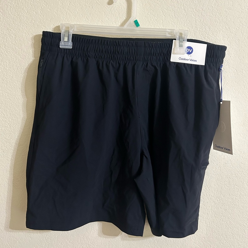 NWT Outdoor Voices Dark Black Performance Running Shorts HiFlex Classic Mid Sz L